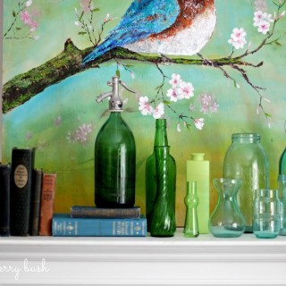ombrevintagebottlecollectiononmantelcraftberrybush