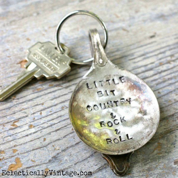 Stamped Silver Keychain eclecticallyvintage.com