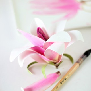 watercolorpapermagnoliadiycraftberrybush