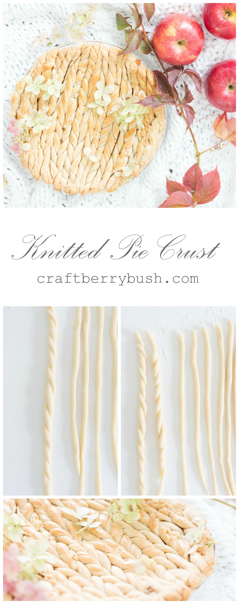 Knitted pie crust tutorial by Craftberrybush