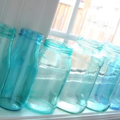 Mason Blue Glass Canning Jar DIY
