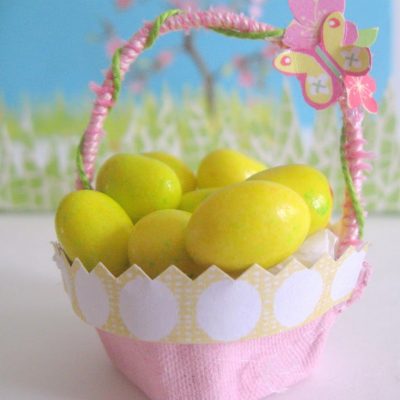 itsi, bitsi, tini, wini yellow polka dot Easter basket…