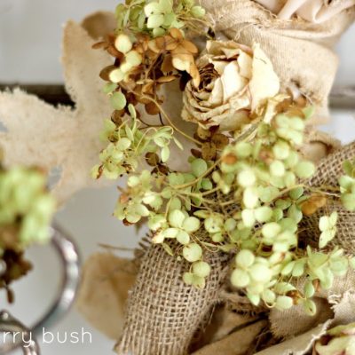 Burlap, canvas and hydrangeas….A Fall Wreath