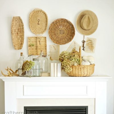 A collection of baskets…my Fall mantel 2012