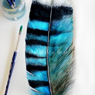 bluejayfeatherwatercolorcraftberrybush3