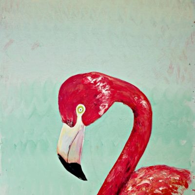 A Pink Flamingo (acrylic paint on wood)