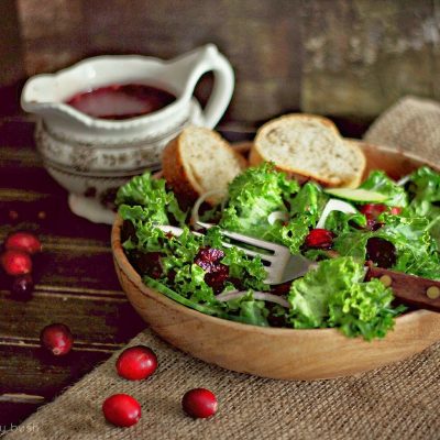 Sautee Kale Salad with Cranberry Dressing