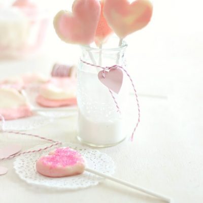 Cream cheese mint heart lollipops for your little Valentine