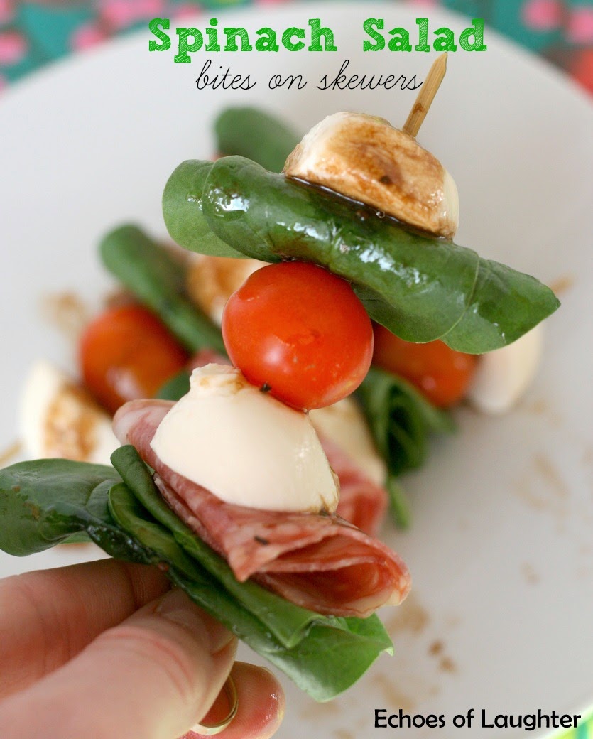 Spinach Salad Bites on Skewers