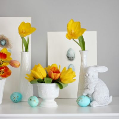 Simple Easter mantel