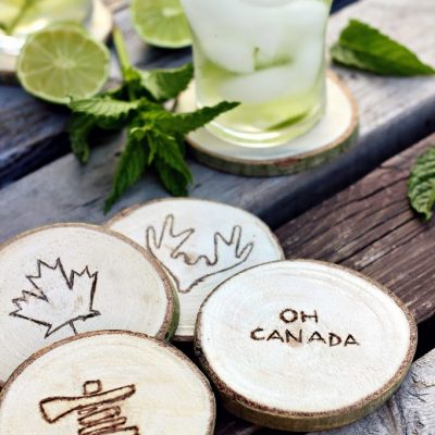 Wood Slice Canadiana Coasters