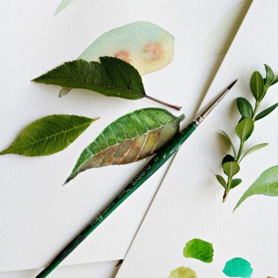 How to paint watercolor leaves