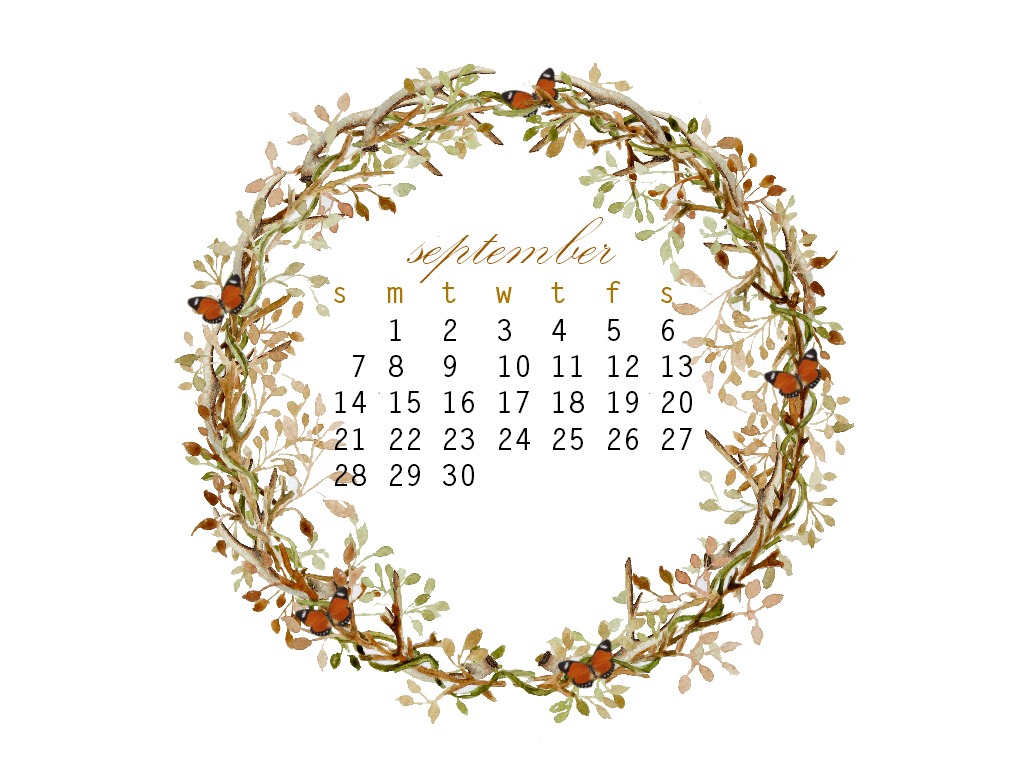 September free desktop calendar and new items for the shop