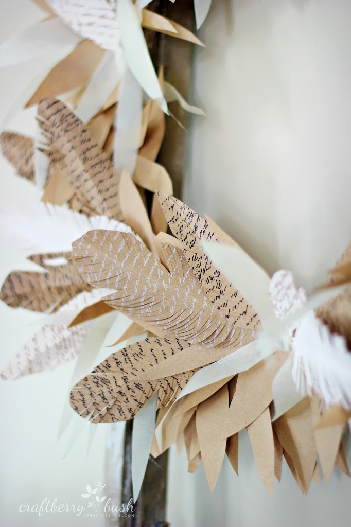 Paper feather fall wreath