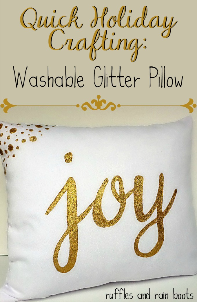 Washable Glitter "JOY" Pillow