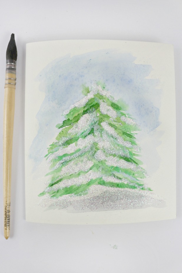 Snowy Pine Watercolor