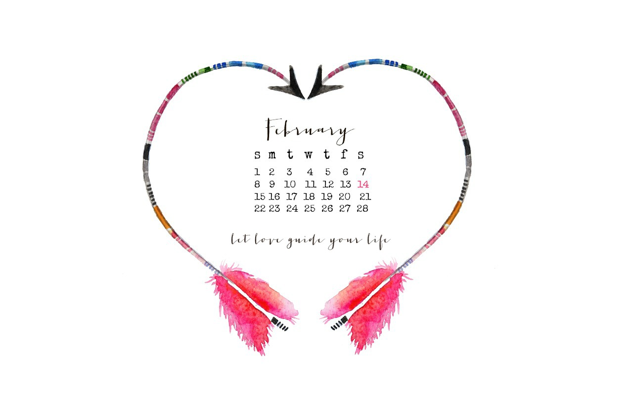 Free February desktop calendar