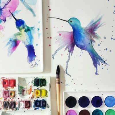 Watercolor hummingbird