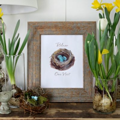 Free Easter nest watercolor printable