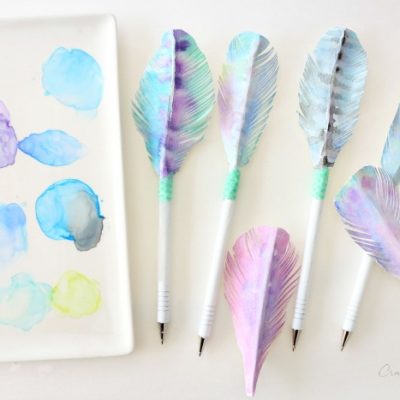 Anthropologie inspired watercolor feather pen