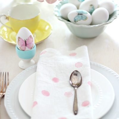 Carrot stamped polka dot Easter napkins DIY