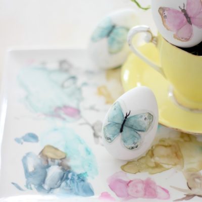 Watercolor butterflies Easter eggs and a little magic