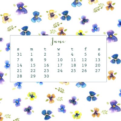 Free June Watercolor Calendar