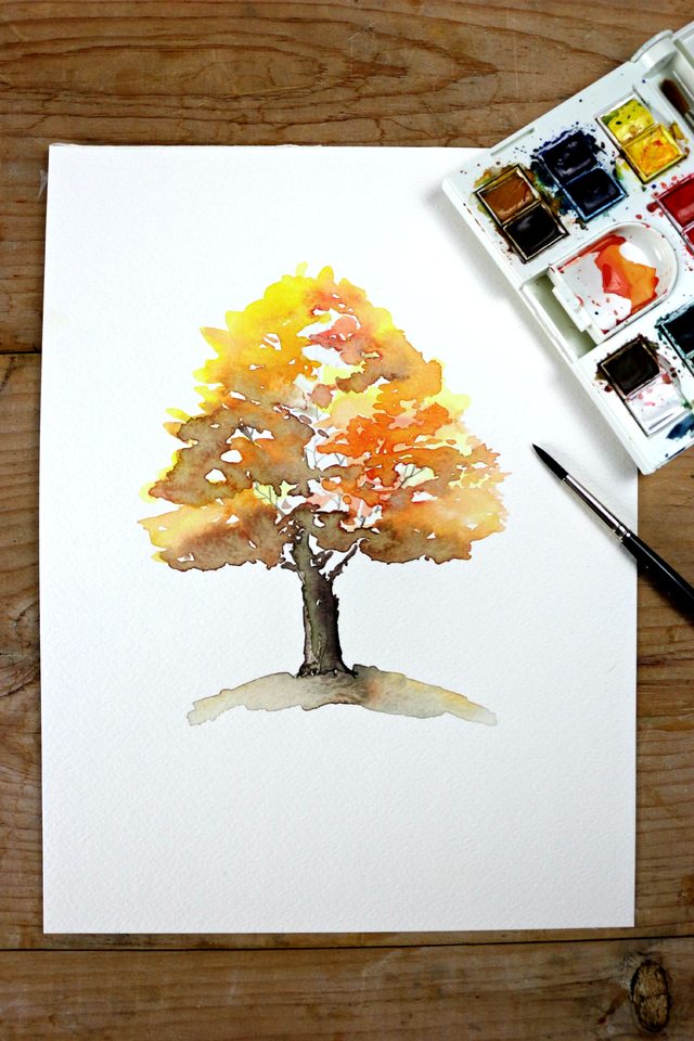 How to – Watercolor Autumn Tree