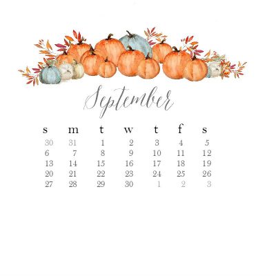 Free September Desktop Watercolor Calendar