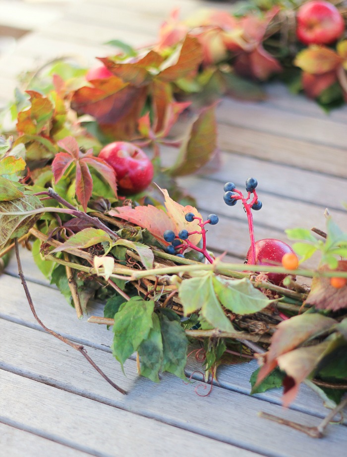 Homemade Foraged Wreath and Wild Foliage Arrangement