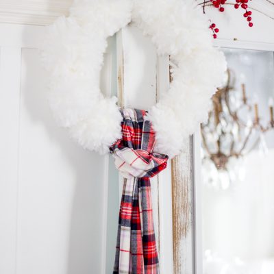 Giant pompom wreath and MERRY mag