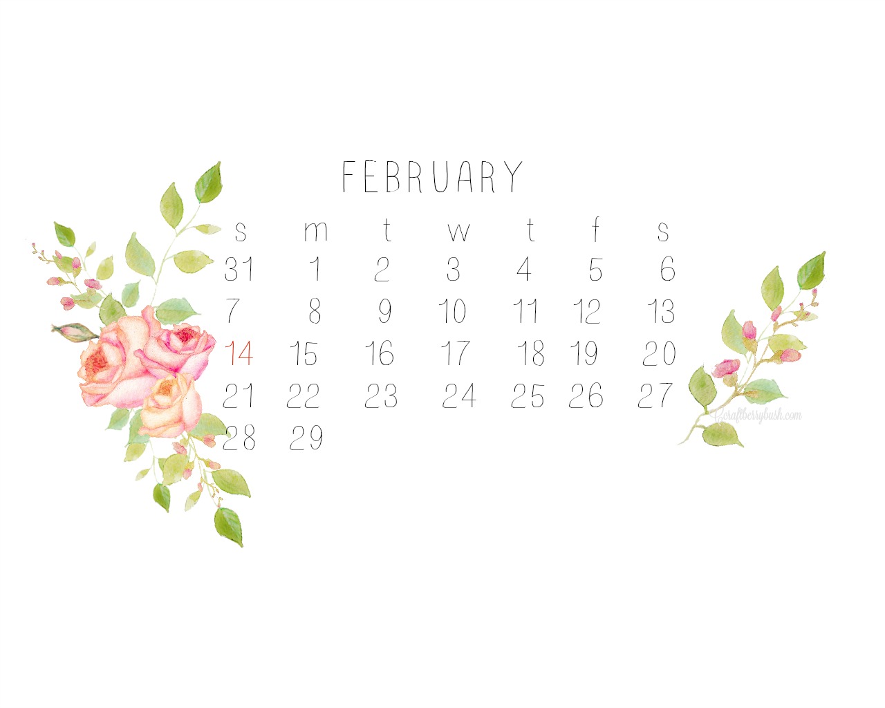 February desktopcalendar palinwhite1280x1024