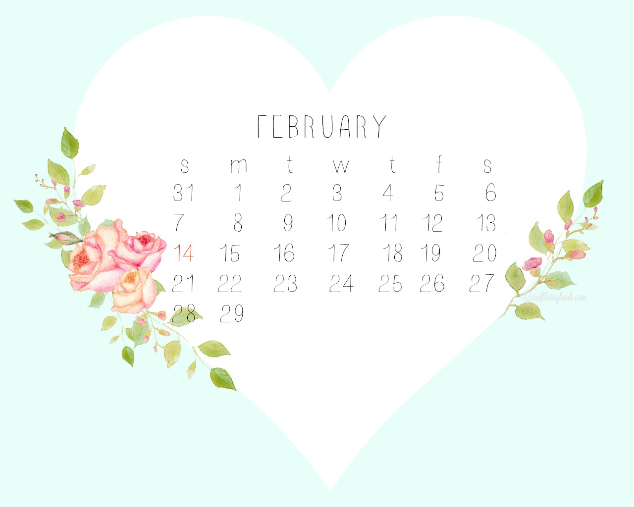 February desktopcalendarlightblue 1280x1024