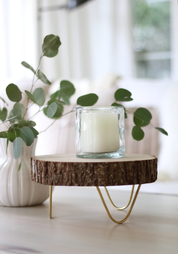 DIY Footed Wood Slice Tray