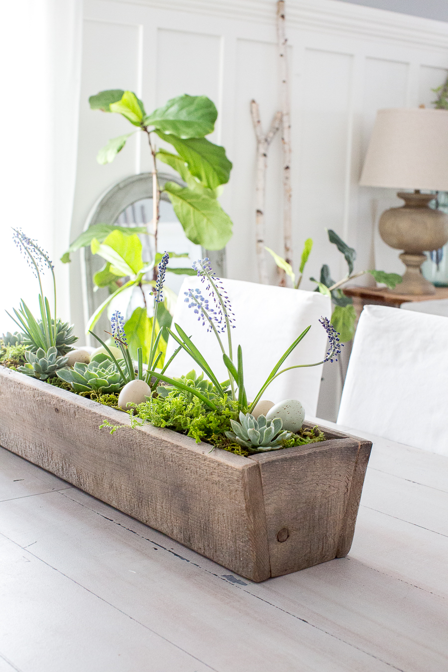 Magnolia Market Wooden trough centerpiece 