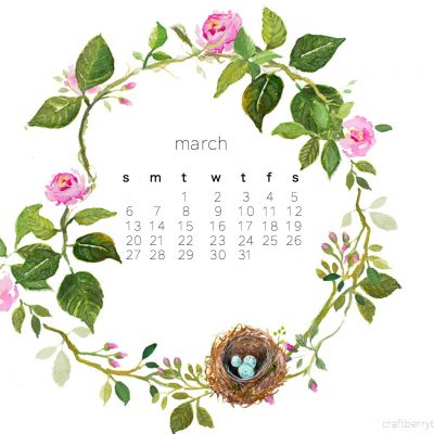 Free March Desktop Watercolor Calendar