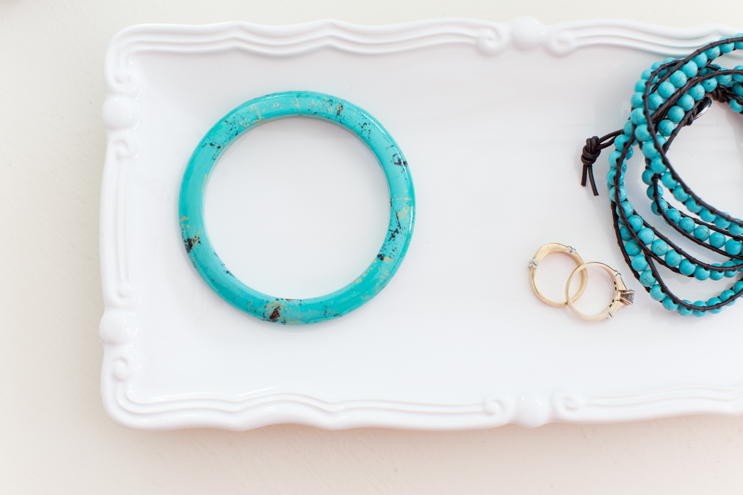 Faux turquoise painted wooden bracelet (1 of 1)