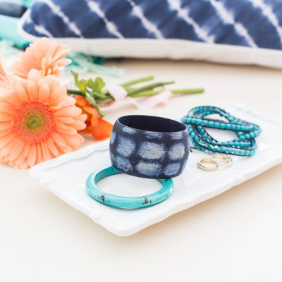 DecoArt Painted Wooden Bracelets – Faux Turquoise and Shibori Print