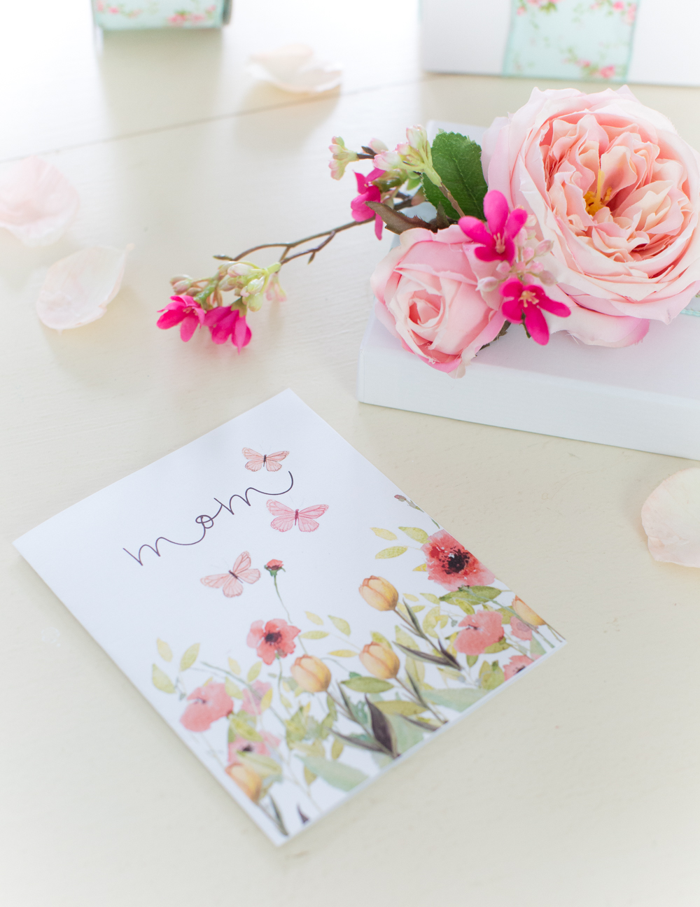 Floral Gift Topper and Watercolor Mother's Day Card printable