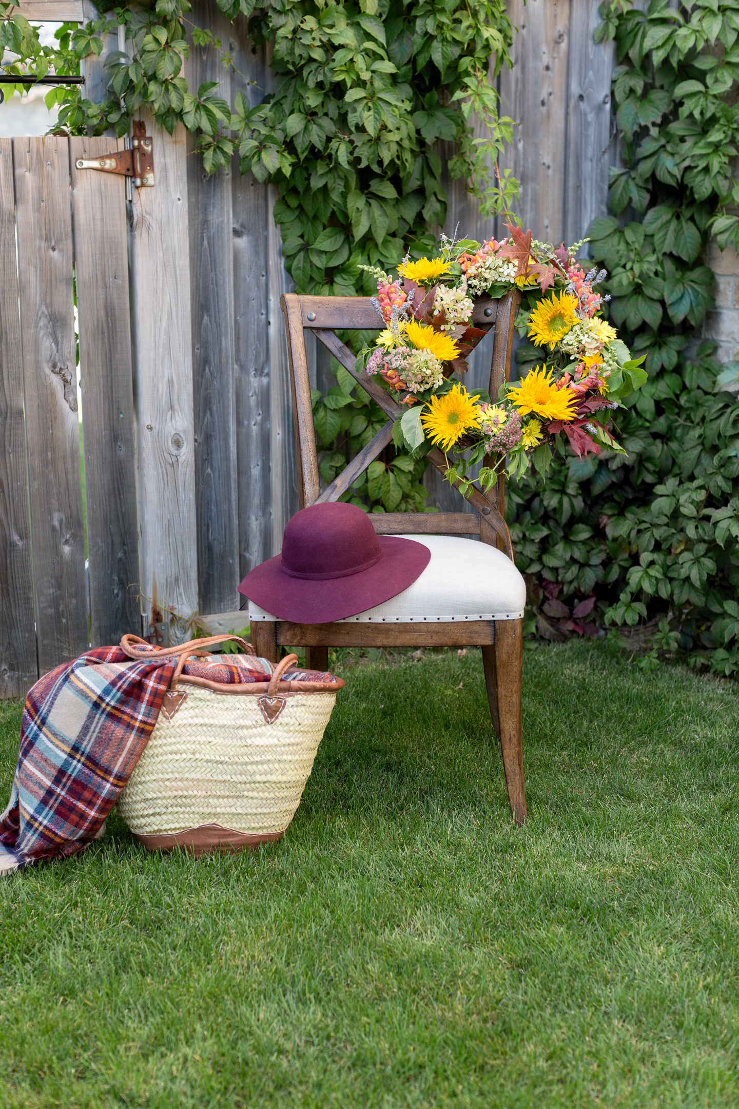 natural fall flower wreath