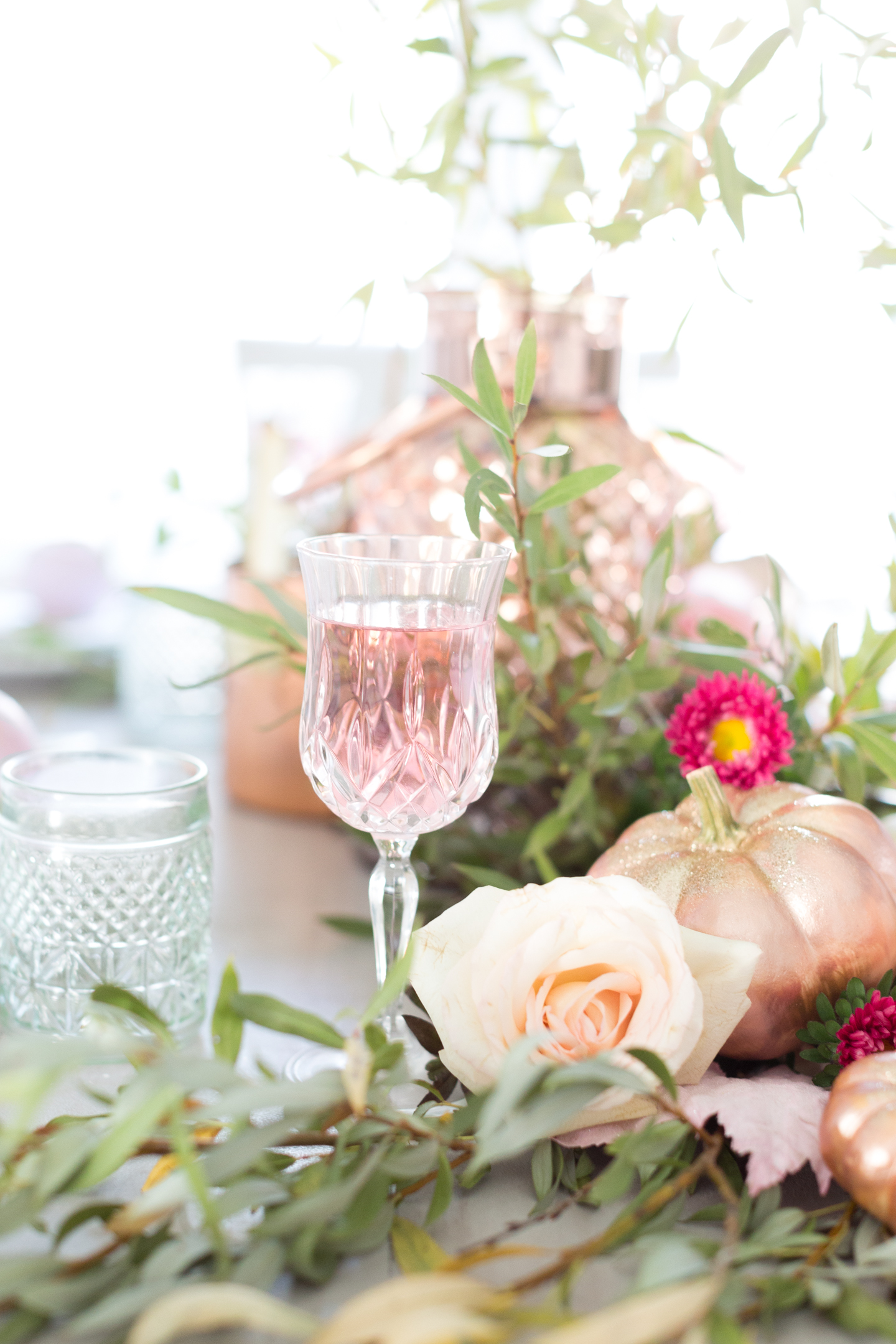 Rose Gold and Pink Tablescape