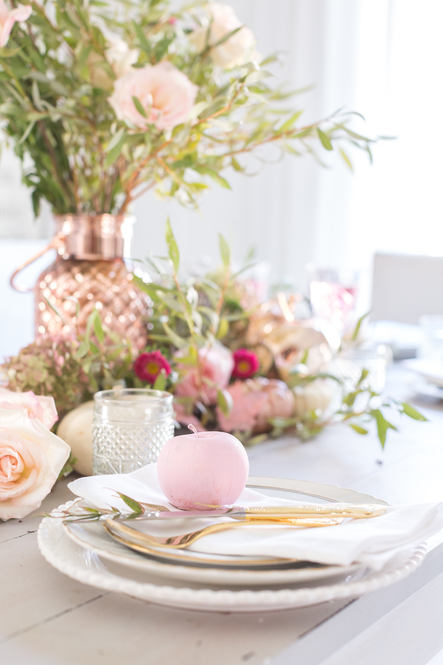 Rose Gold and Pink Tablescape