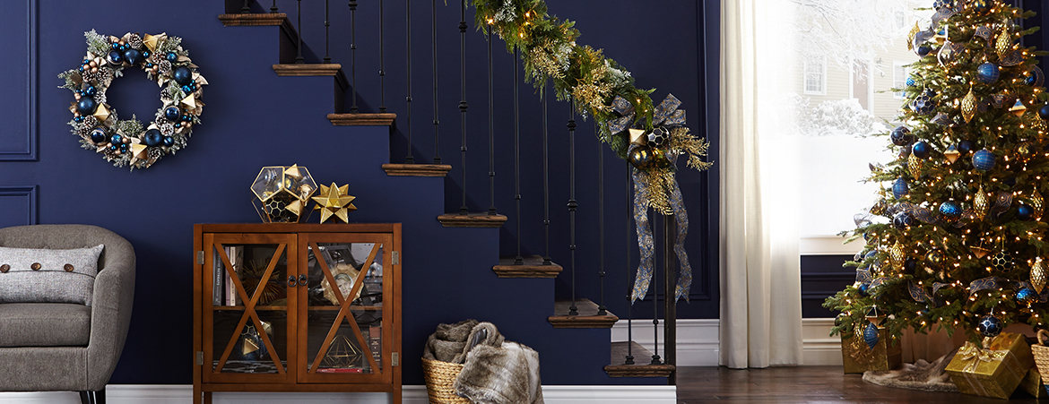 Blue and Gold Christmas Decor