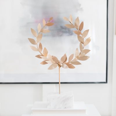 DIY Gold Laurel Wreath on Stand