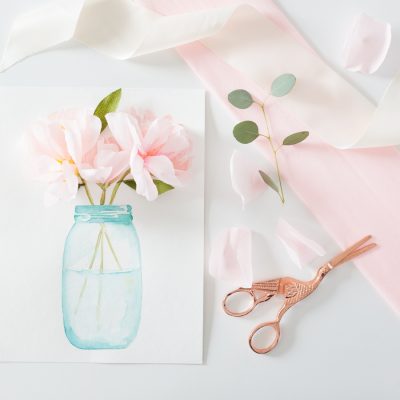 3D paper flower art with free watercolor printable