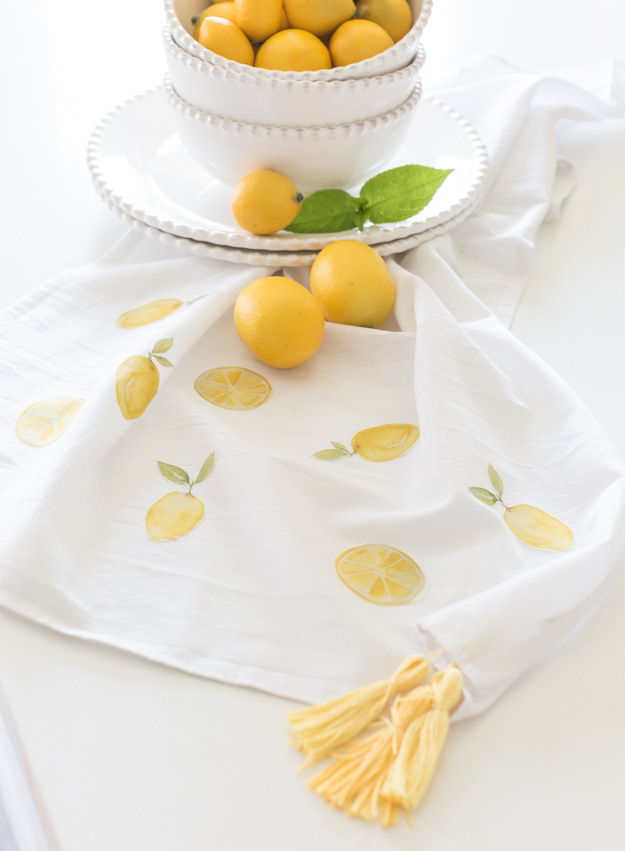 Lemon Print Tea Towel DIY