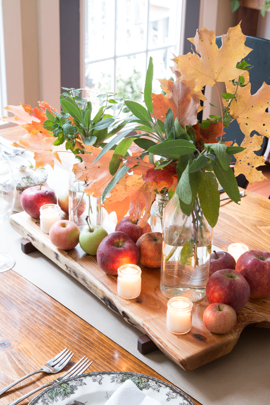 Fall-Centerpiece-Apples-Leaves