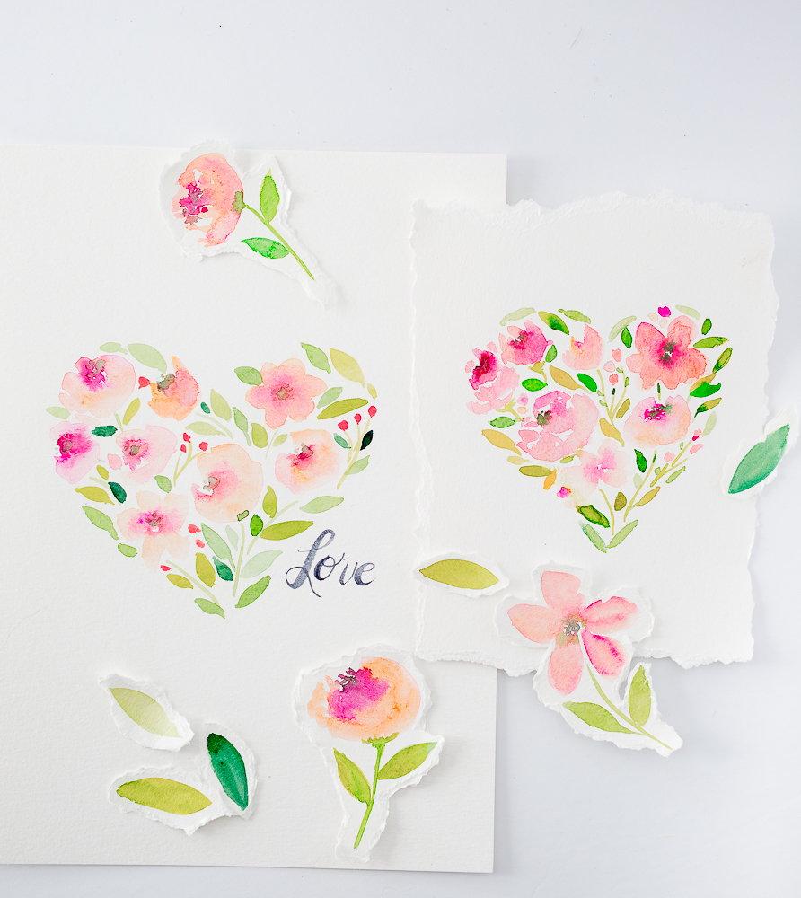 watercolorflowerheartprintablecraftberrybush