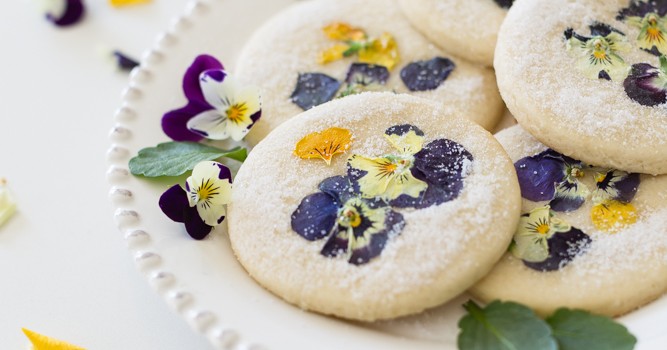 Pansy Topped Shortbread Cookies