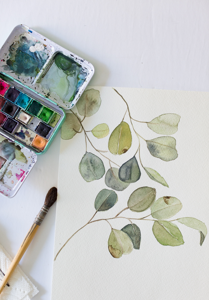 Free watercolor Eucalyptus printable and a video